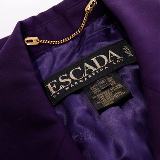 1990s Escada Margaretha Ley Purple Wool Blazer Jacket Size 38 Germany
