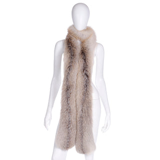 1990s Vintage Extra Long Natural Fox Fur Boa Style Wrap Stole