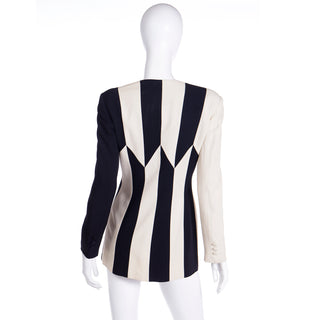 1990s Franco Moschino Vintage Cheap & Chic Black & Cream Stripe Jacket Made in Italy