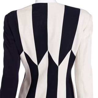 1990s Franco Moschino Vintage Cheap & Chic Black & Cream Unique Stripe Jacket