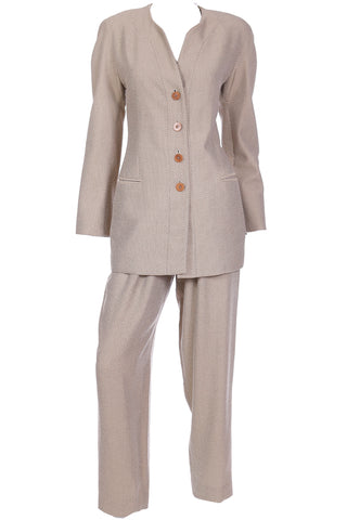 Vintage John Galliano White Linen Tuxedo Suit 1988