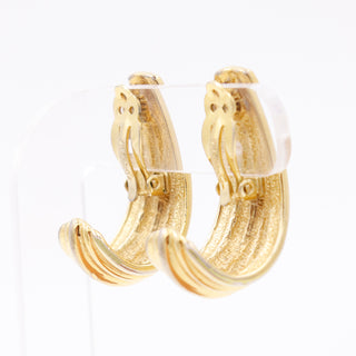 1980s Vintage Givenchy New York Paris Gold Plated Long Textured Earrings