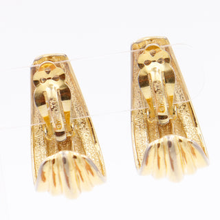 1980s Vintage Givenchy Gold Plated Long Textured Earrings Designer 