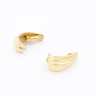 1980s Vintage Givenchy Designer Gold Plated Long Textured Earrings 