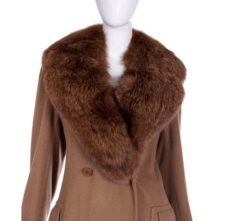 1990s Isaac Mizrahi Vintage Wool Angora Cashmere Coat With Fur Collar