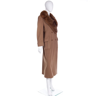 1990s Isaac Mizrahi Wool Angora Cashmere Coat W Fur Collar