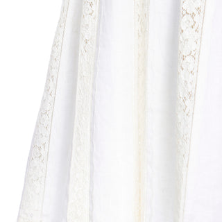 1970s Carlye Ivory & Cream Linen Lace Sleeveless Dress with lace insert