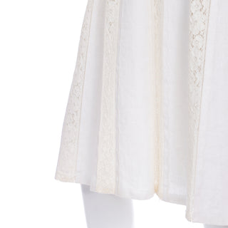 1970s Vintage Carlye Ivory & Cream Linen Lace Sleeveless Dress Size M