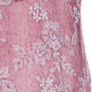 2000s Y2K Jiki Monte Carlo Vintage Mauve Pink Beaded leopard print net overlay silk dress
