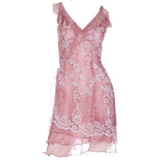 2000s Y2K Jiki Monte Carlo Vintage Mauve Pink Beaded Lace Dress