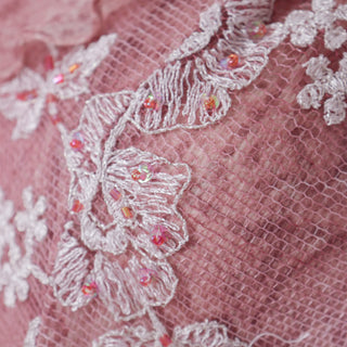 2000s Y2K Jiki Monte Carlo Vintage Mauve Pink Beaded Lace Silk Dress