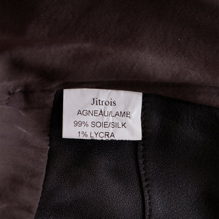  Jitrois Brown Silk Dress w Black Lambskin Leather Beaded Appliques