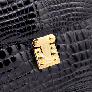 Vintage Lana Marks Black Alligatore Luxe Shoulder Bag