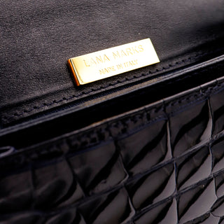 Vintage Lana Marks Black Alligatore Luxe Shoulder Bag