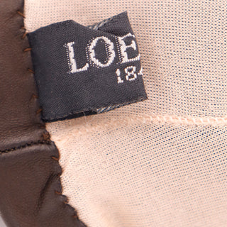 1970s Loewe Vintage Brown Leather Silk Lined Gloves England