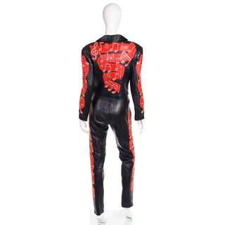 Michael Hoban Vintage Black & Red Leather Musical Pants Bustier & Jacket
