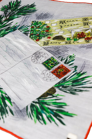 Vintage Holiday Postcard Handkerchief w Original Fisba Switzerland Tag