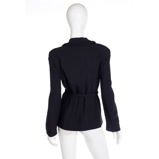 1990s Moschino Cheap and Chic Black Jacket w Belt and Braid Detail