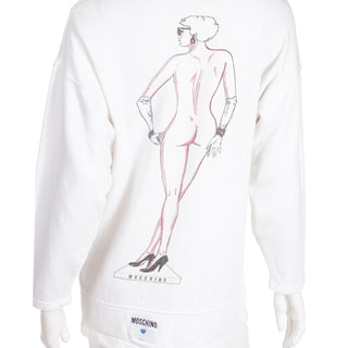 1980s Franco Moschino Paper Doll in Pearls & Cowboy Hat Vintage Sweatshirt Top 