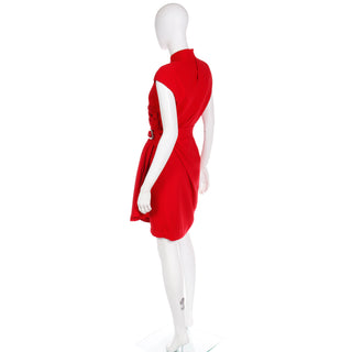 1990s Thierry Mugler Vintage  Red Wrap Dress