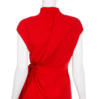 1990s Thierry Mugler Red Wrap Dress Back