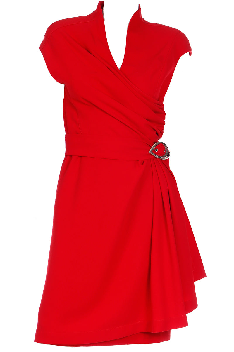red wrap dress drape Isla Wrap Mini Dress by NIA