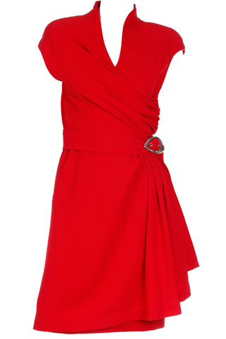 1990s Thierry Mugler Red Wrap Dress