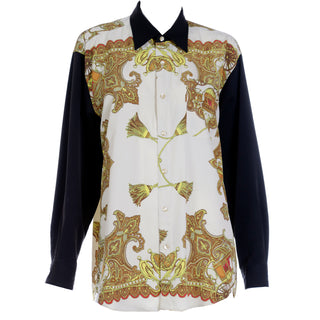 1980s Vintage Ungaro Pour l'Homme Paris Baroque Carriage Print Shirt