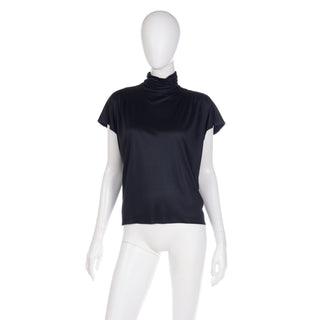 1980s Emanuel Ungaro Parallele Gathered Turtleneck Short Sleeve Top shirt