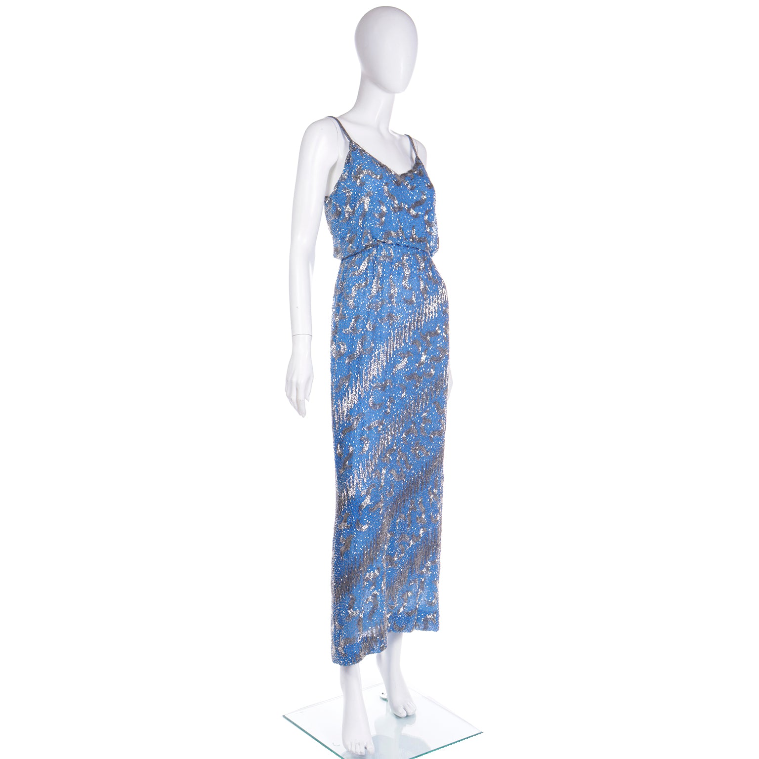sachin and babi light blue dress Prom dress.Formal prom party eveningball wedding guest royal blue silver  gown main image 1
