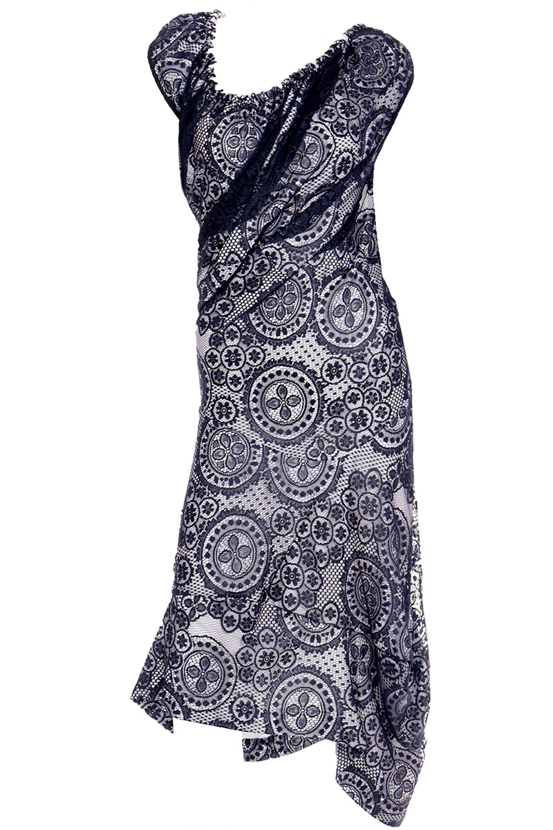 Vivienne Westwood Black Lace Over White Asymmetrical 2012 Dress Modig Vivienne Westwood Black Lace Over White Asymmetrical 2012 Dress Modig