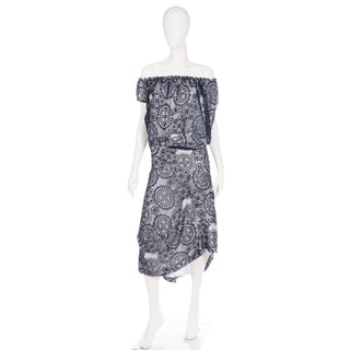 2012 Vivienne Westwood Black Lace & White Draoed Asymmetrical Dress
