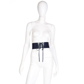 Vintage 1980s Yves Saint Laurent Midnight Leather Corset Laced Belt