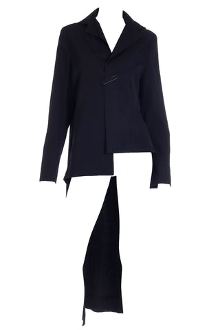 Fall 2001 Yohji Yamamoto Tuxedo Style Asymmetrical Jacket w Safety Pin Closure