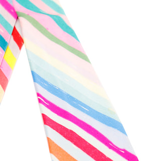 Yohji Yamamoto Tie Abstract Stripe Rainbow Silk Mens Necktie Colorful