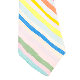 Yohji Yamamoto Tie Abstract Stripe Rainbow Silk Mens Necktie 1990s