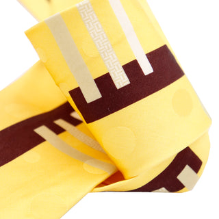 Vintage Yohji Yamamoto Tie Abstract Geometric Yellow Silk Mens Necktie 1980s