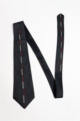 2000s Deadstock Yohji Yamamoto Silk Minimalist Mens Necktie w/Tag Tonal Checks