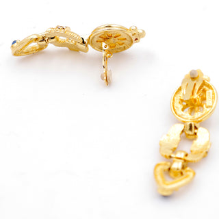1980s Gerard Yosca Vintage Gold Plated Earrings w Crystals