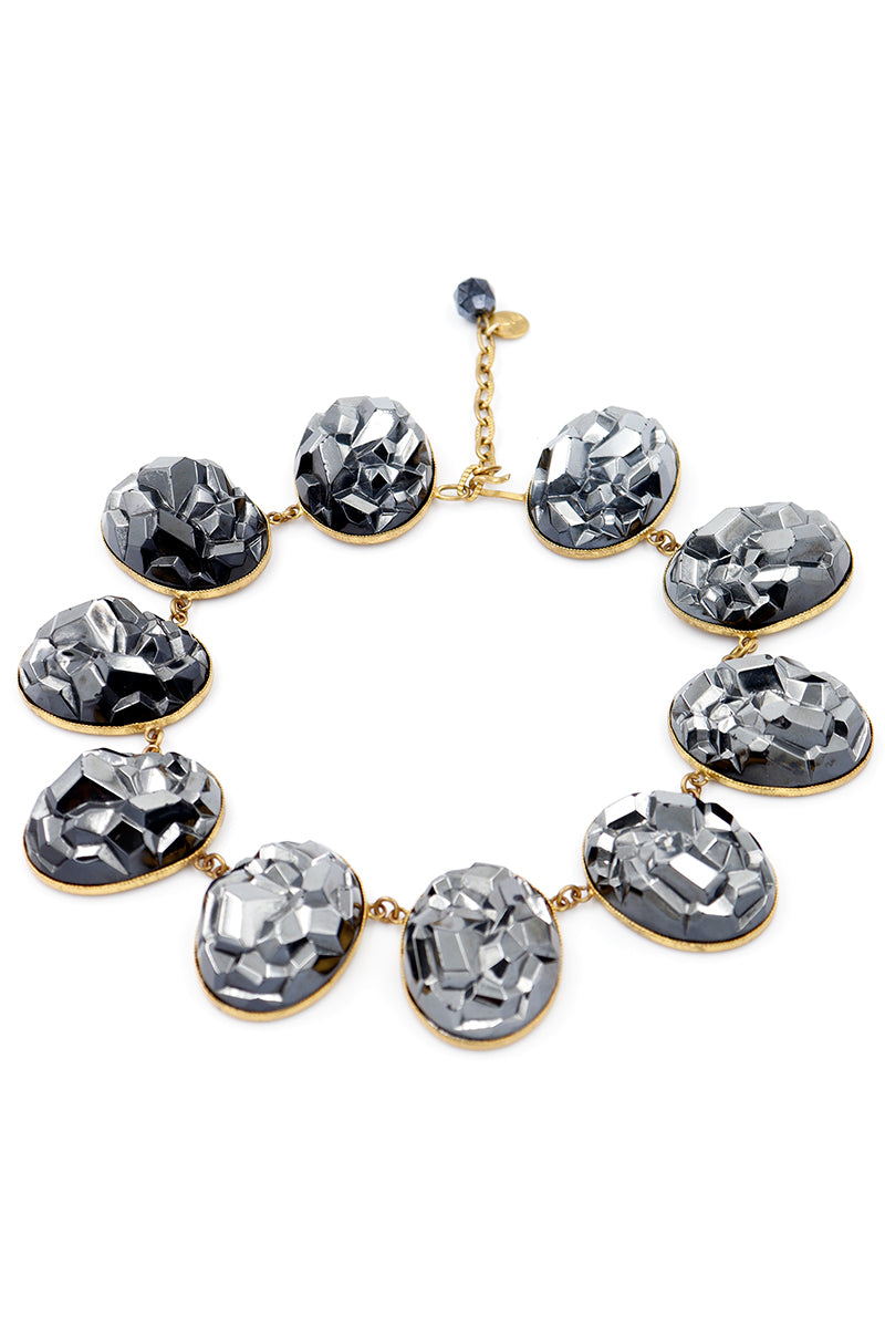 Robert Goossens Yves Saint Laurent Chunky Dark Gray Geode YSL Necklace ...