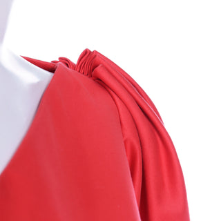 1989 Yves Saint Laurent Red Runway Dress W Pleated Shoulders & Puff Sleeves