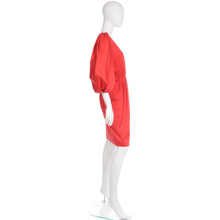 Documented 1989 Yves Saint Laurent Vintage Red Runway Dress W Puff Sleeves