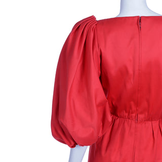 Vintage 1989 Yves Saint Laurent Red Runway Dress W Puff Sleeves Rare Fashion