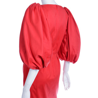 1989 Yves Saint Laurent Red Runway Dress W Puff Sleeves Exceptional