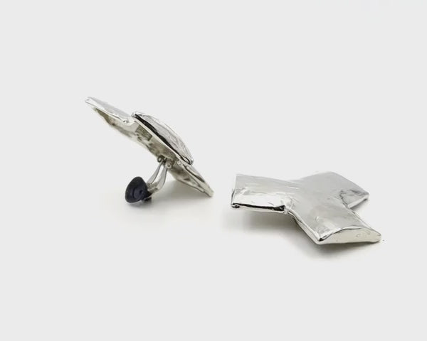 1980s Yves Saint Laurent vintage Y shaped hammered earrings