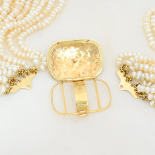 18k Gold Vintage Multi Strand Torsade Style Pearl Necklace