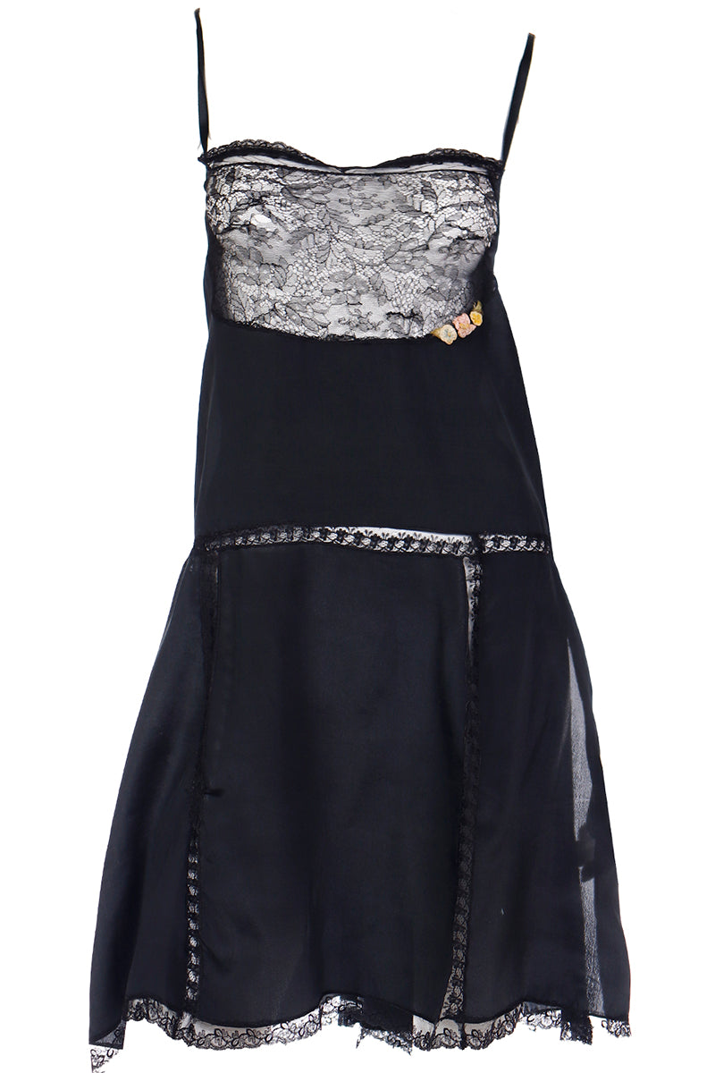 Black Silk & Lace 1920s Flapper Chemise Teddy Slip Modig Black Silk & Lace 1920s Flapper Chemise Teddy Slip Modig
