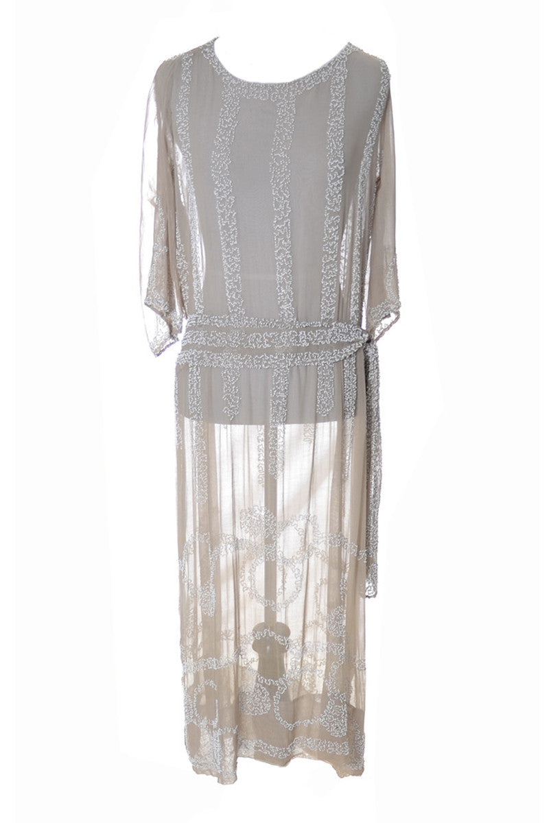 Authentic 1920s nude silk beaded vintage dress Modig Authentic 1920s nude silk beaded vintage dress Modig