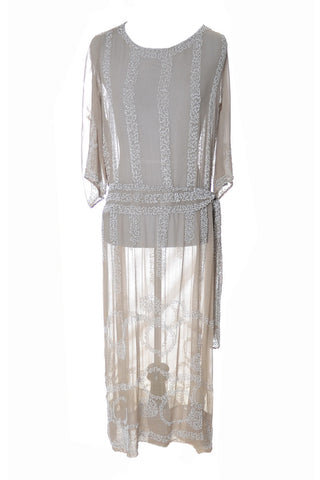 1920's Beaded Vintage Silk Flapper Dress