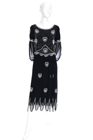 Roaring 20's vintage dress black silk 